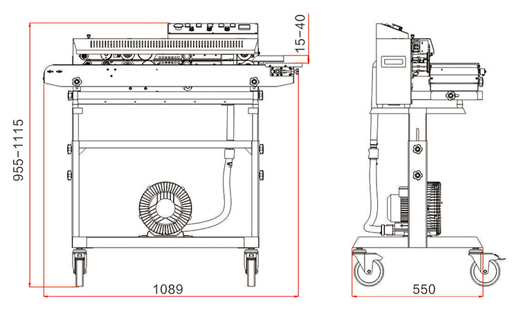 FRMC-1010III花蓮シーリングマシンのサイズ